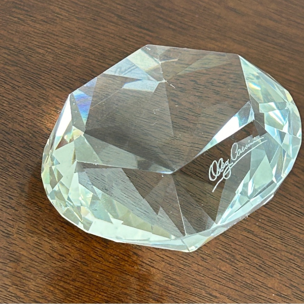 Oleg Cassini Crystal Paper Weight Diamond Shape